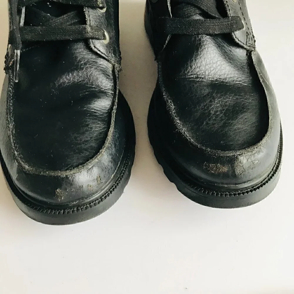 Sorel Madson Black Leather Waterproof Moc Toe Boot Size 5 EUR 37